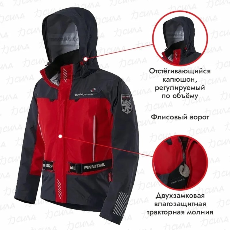 Куртка мужская Finntrail Mudway 2010 Red, мембрана Hard-Tex, красный, размер XXXL, 190-200 см