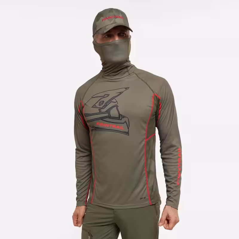 Лонгслив мужской Finntrail Vizard 6608 Khaki, полиэстер, хаки, размер 42-44(XS), 160-170 см