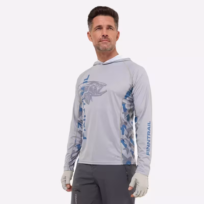 Лонгслив мужской Finntrail Wave Big Fish 6609 Grey, полиэстер, серый, размер 44-46 (S), 165-175 см