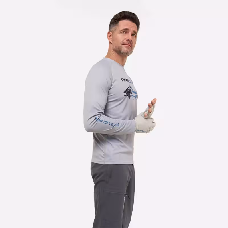 Лонгслив мужской Finntrail Wave Fish 6611 Grey, полиэстер, серый, размер 62-64 (XXXL), 190-200 см