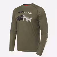 Лонгслив мужской Finntrail Wave Fish 6611 Khaki, полиэстер, хаки, размер 42-44 (XS), 160-170 см