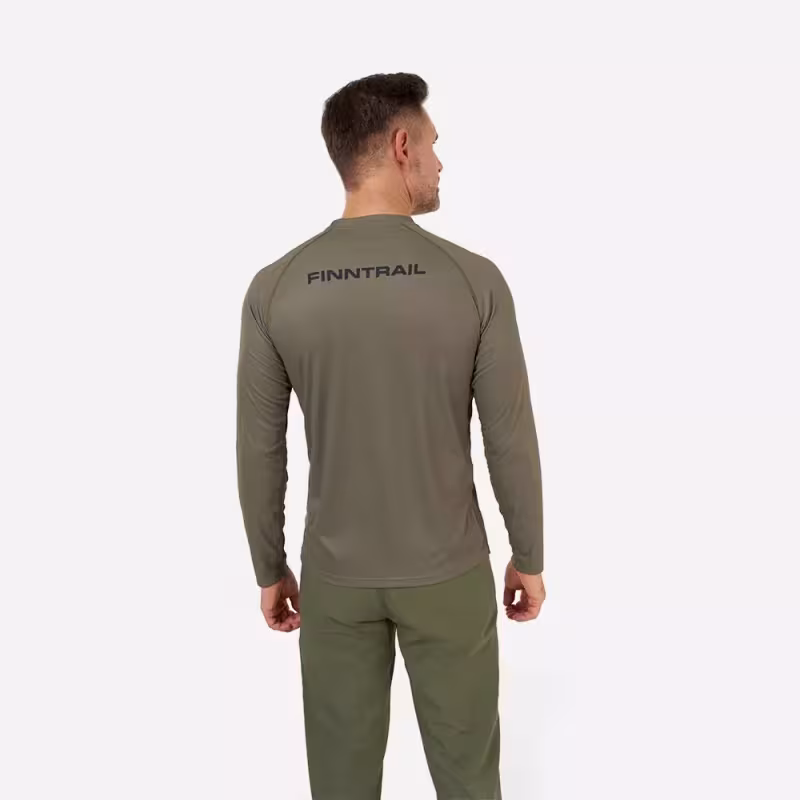 Лонгслив мужской Finntrail Wave Fish 6611 Khaki, полиэстер, хаки, размер 58-60 (XXL), 185-195 см