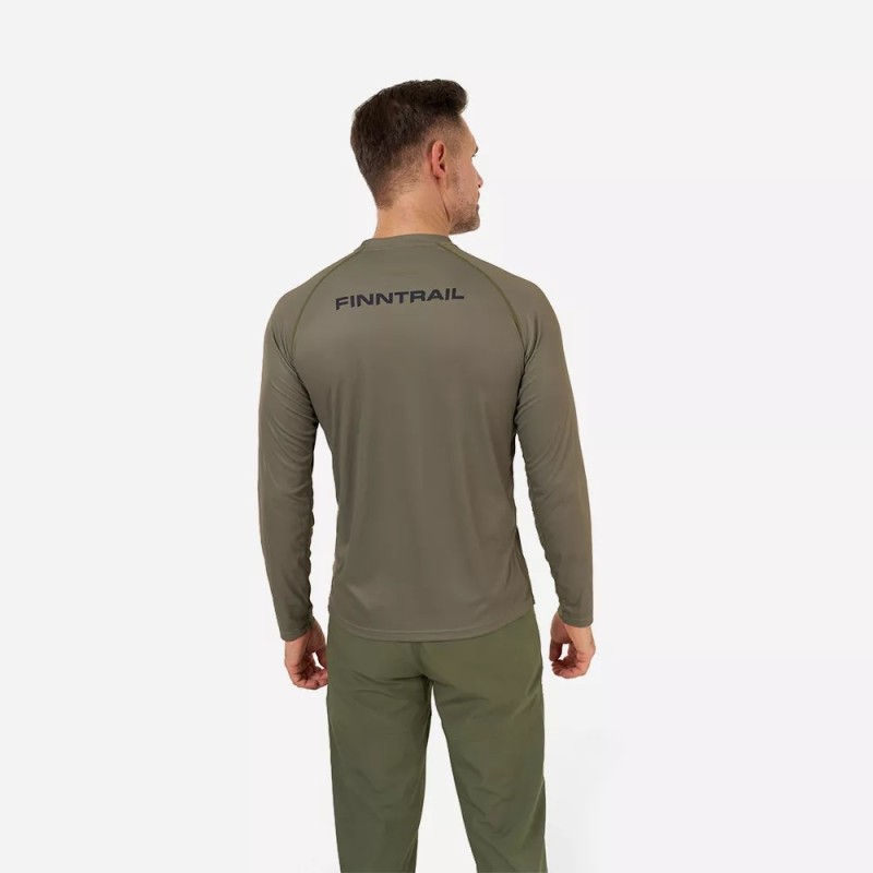 Лонгслив мужской Finntrail Wave Fish 6611 Khaki, полиэстер, хаки, размер 62-64 (XXXL), 190-200 см