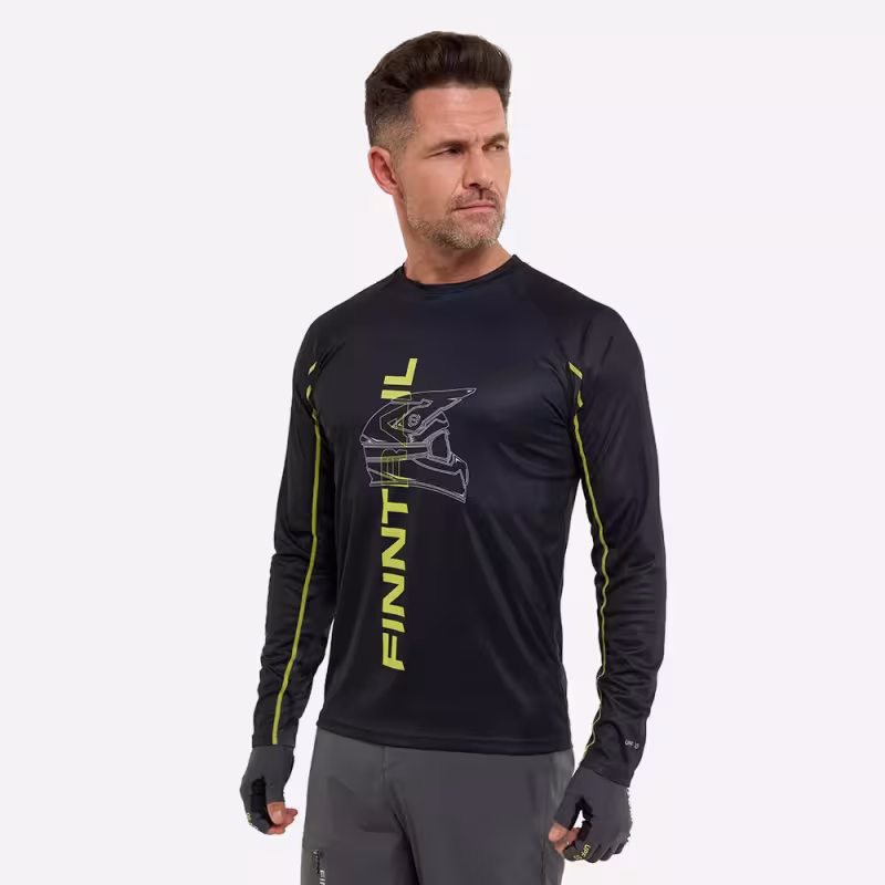 Лонгслив мужской Finntrail Wind Helmet 6610 Graphite, полиэстер, черный, размер 42-44 (XS), 160-170 см