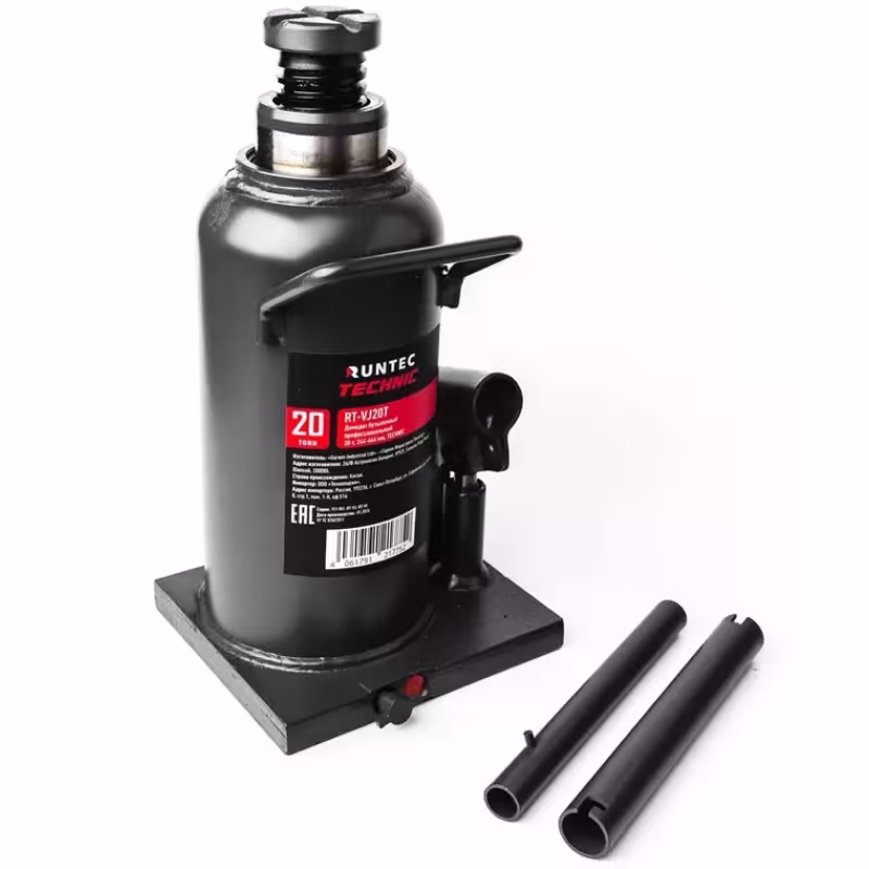 Домкрат бутылочный гидравлический Runtec Technic RT-VJ20T, 20 т