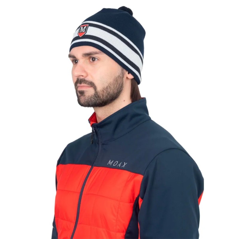 Шапка Moax Tradition Sport Stripe 23575M/72100, акрил, серый/синий, размер универсальный