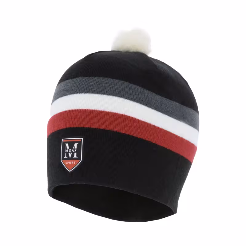 Шапка Moax Tradition Sport Stripe 23575M/10010, акрил, черный/красный, размер 56