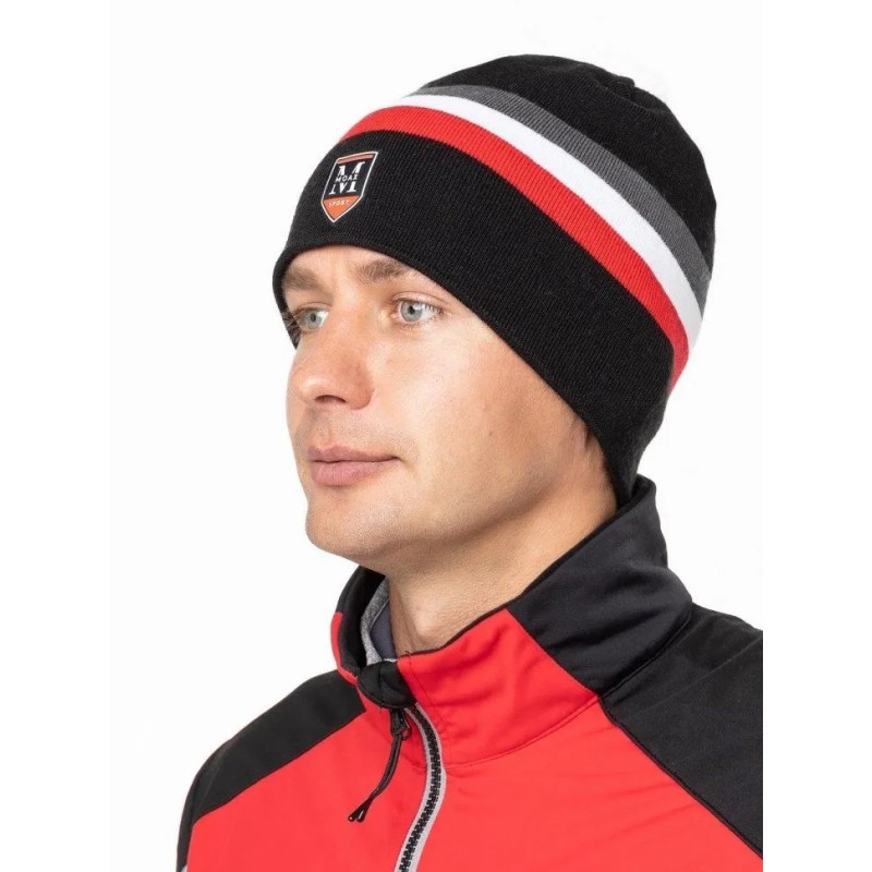 Шапка Moax Tradition Sport Stripe 23575M/10010, акрил, черный/красный, размер 56