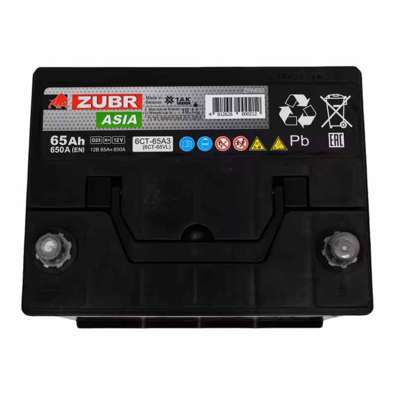 Аккумулятор Zubr Premium Asia 65Ah R+, 12V