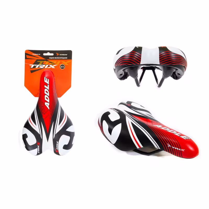 Седло велосипедное детское Trix HF-AZ-5593 BMX Style , 230x145 мм, черный/красный