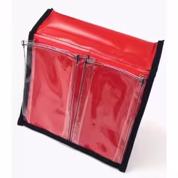 Карман с двумя отсеками на ликтрос, красный/прозрачное стекло