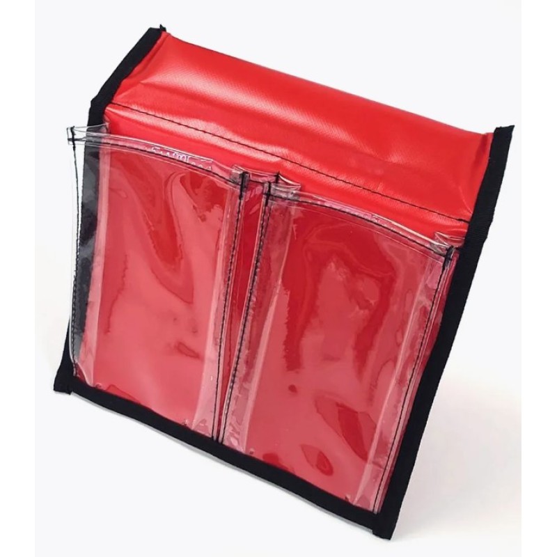 Карман с двумя отсеками на ликтрос, красный/прозрачное стекло