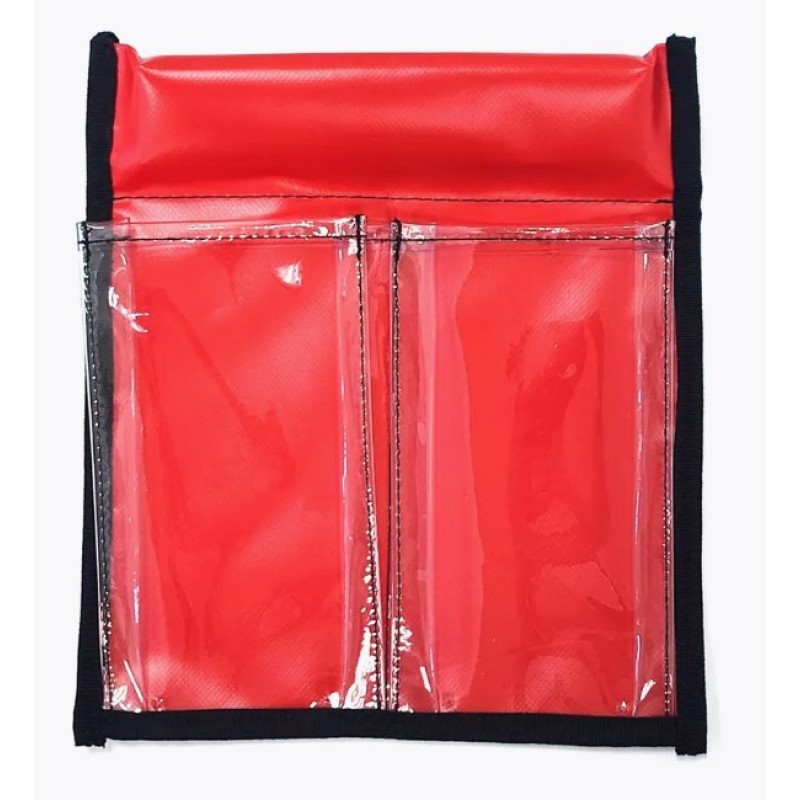 Карман с двумя отсеками на ликтрос, красный/прозрачное стекло