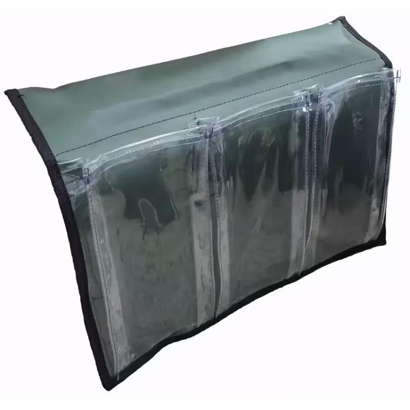 Карман с тремя отсеками на ликтрос, зеленый/прозрачное стекло