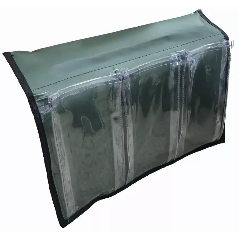 Карман с тремя отсеками на ликтрос, зеленый/прозрачное стекло