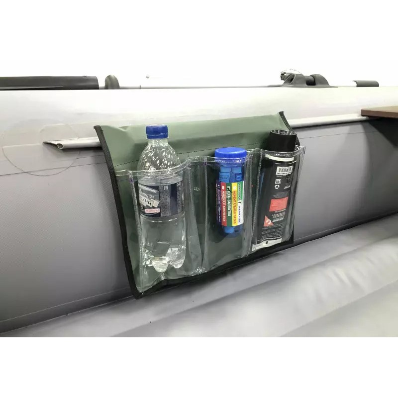 Карман с тремя отсеками на ликтрос, зеленый/прозрачное стекло