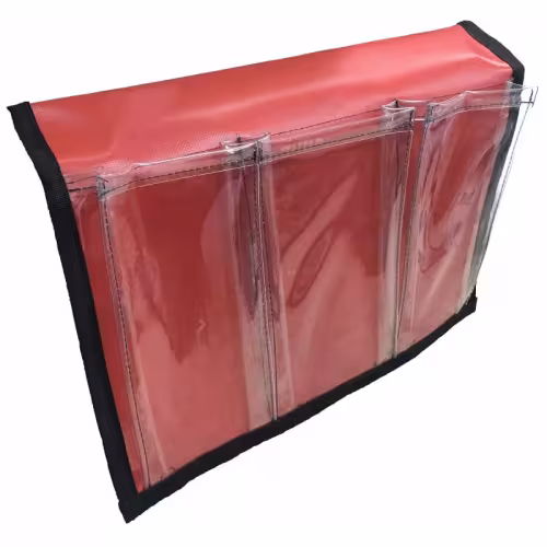 Карман с тремя отсеками на ликтрос, красный/прозрачное стекло