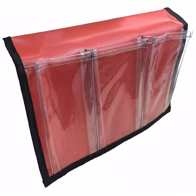 Карман с тремя отсеками на ликтрос, красный/прозрачное стекло