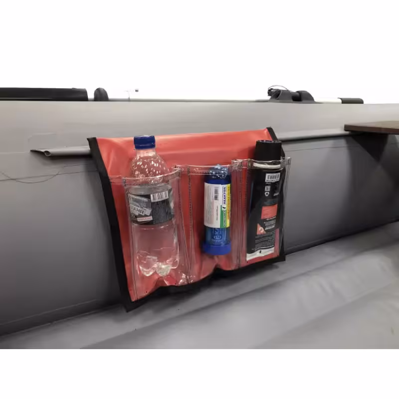 Карман с тремя отсеками на ликтрос, красный/прозрачное стекло