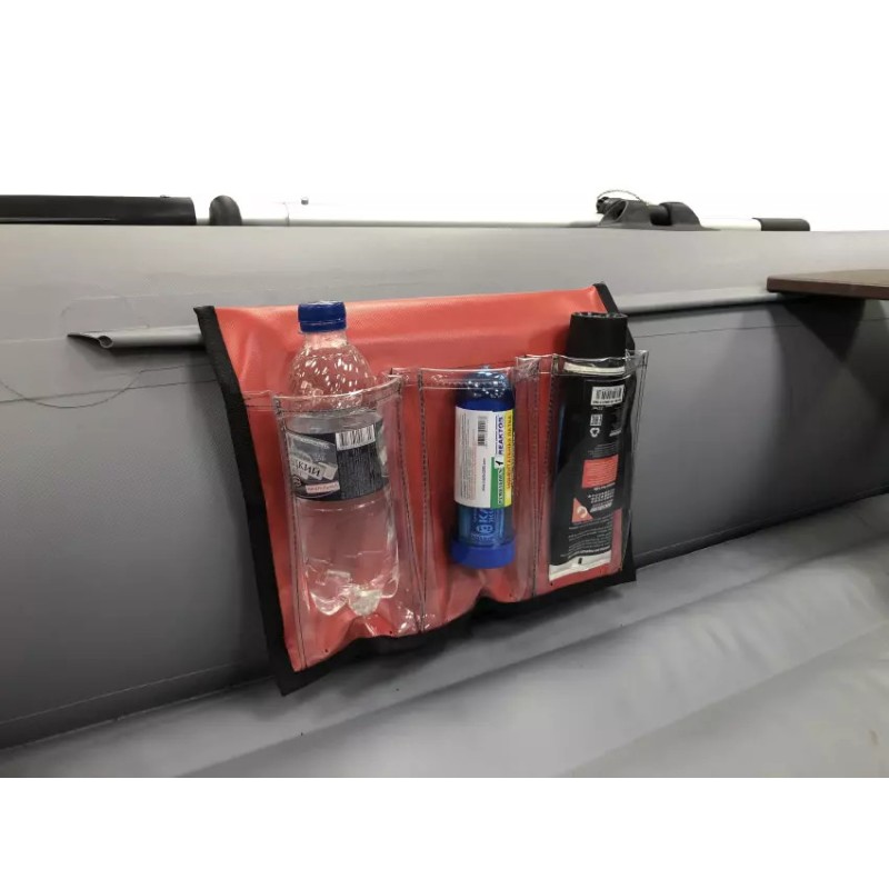 Карман с тремя отсеками на ликтрос, красный/прозрачное стекло