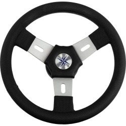 Штурвал Volanti Luisi Elba, черный, спицы серебряные, 300 мм