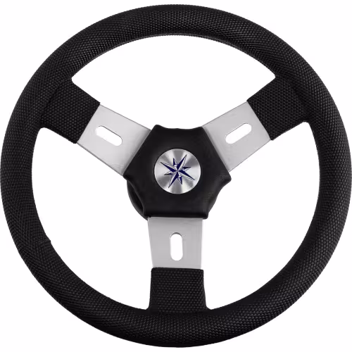 Штурвал Volanti Luisi Elba, черный, спицы серебряные, 300 мм