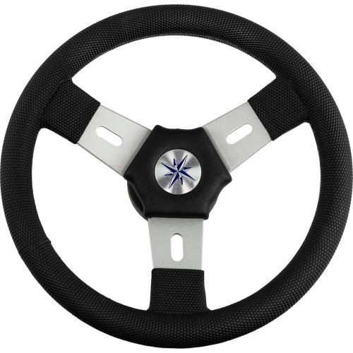 Штурвал Volanti Luisi Elba, черный, спицы серебряные, 300 мм