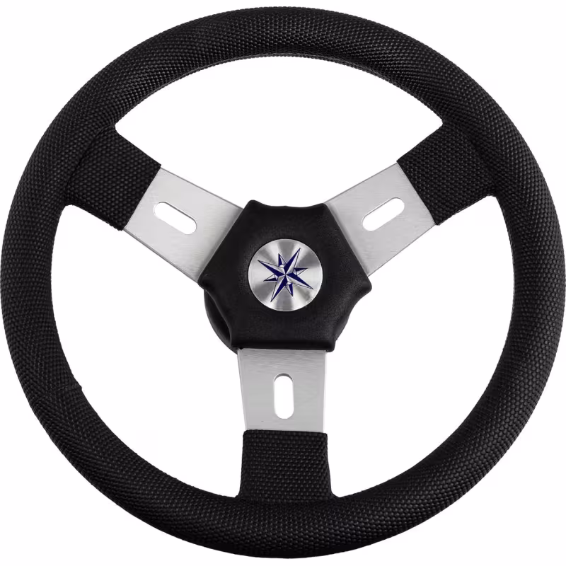 Штурвал Volanti Luisi Elba, черный, спицы серебряные, 300 мм