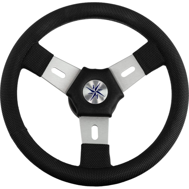 Штурвал Volanti Luisi Elba, черный, спицы серебряные, 300 мм