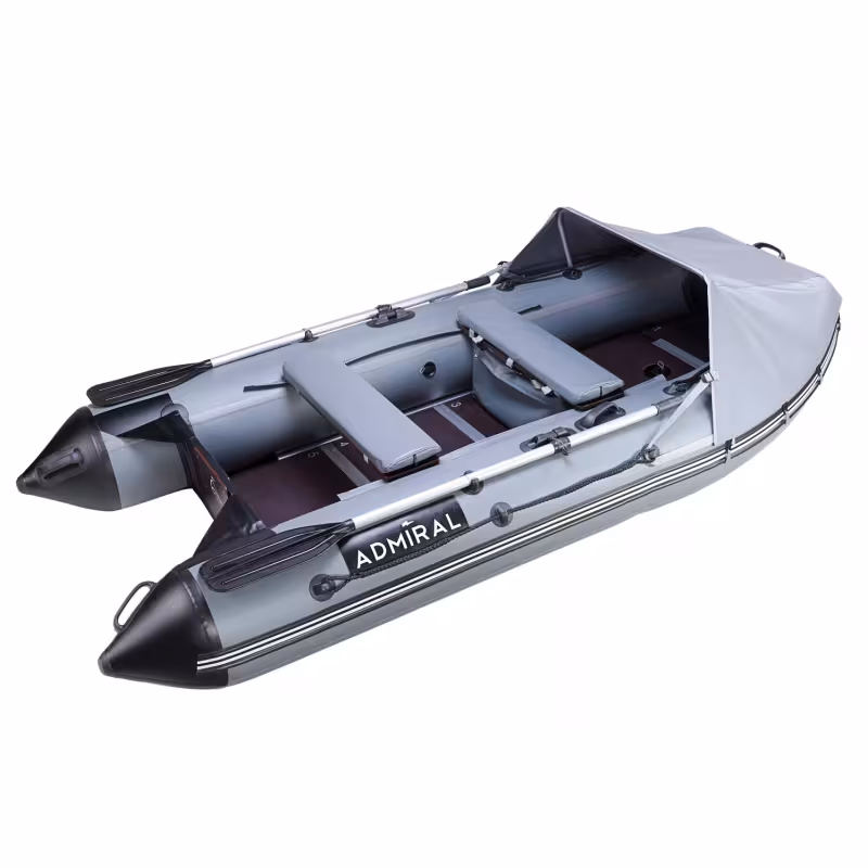 Надувная лодка ПВХ Адмирал 305 Classic Lux, серый/черный