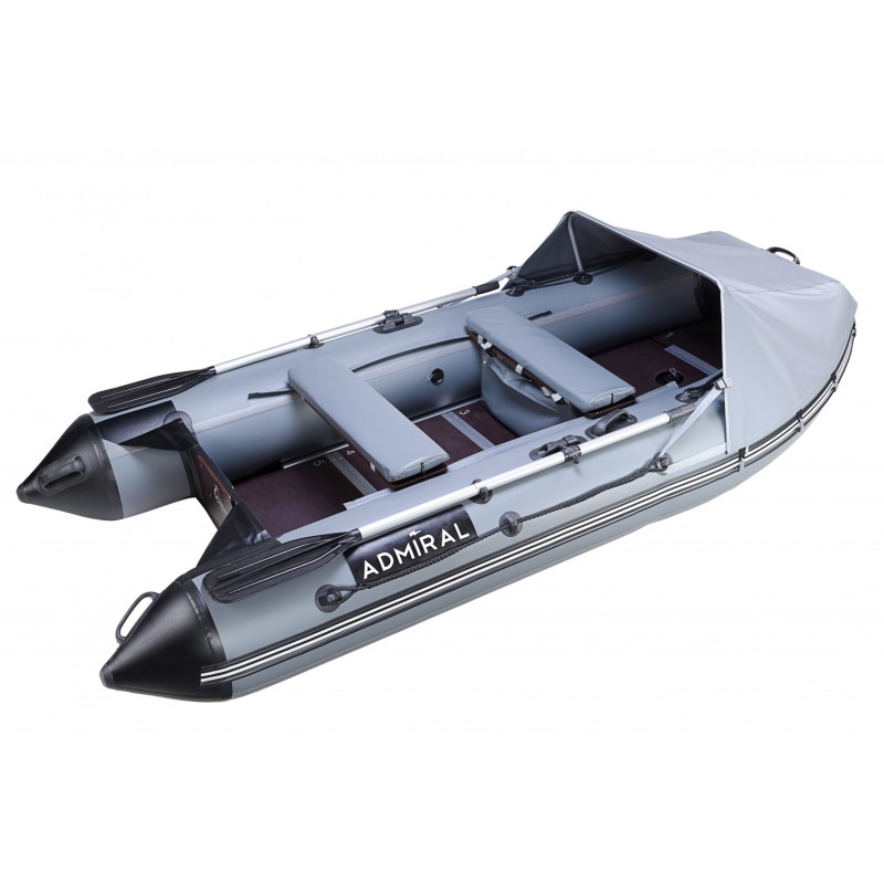 Надувная лодка ПВХ Адмирал 305 Classic Lux, серый/черный