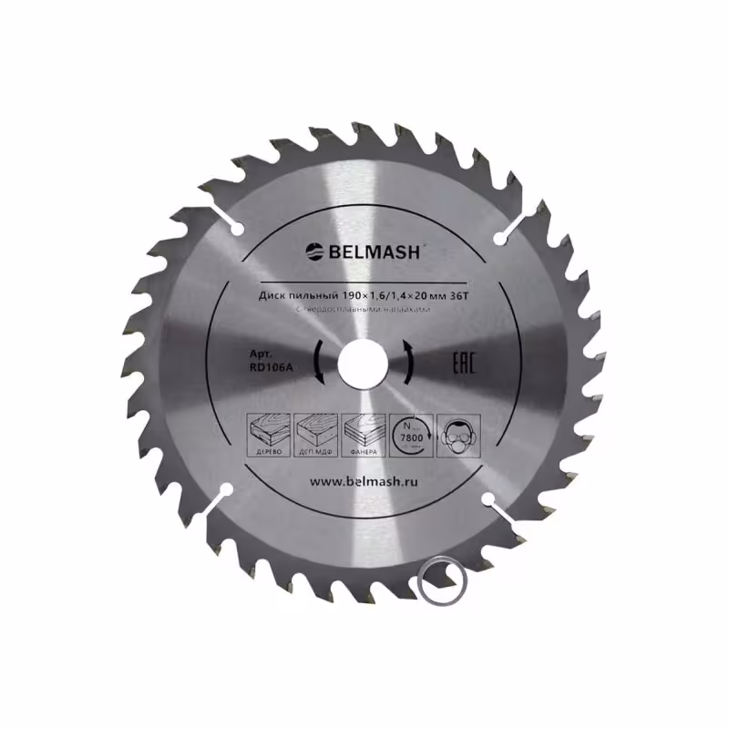 Диск пильный по дереву Belmash RD106A, 190х1.4/20/16 мм