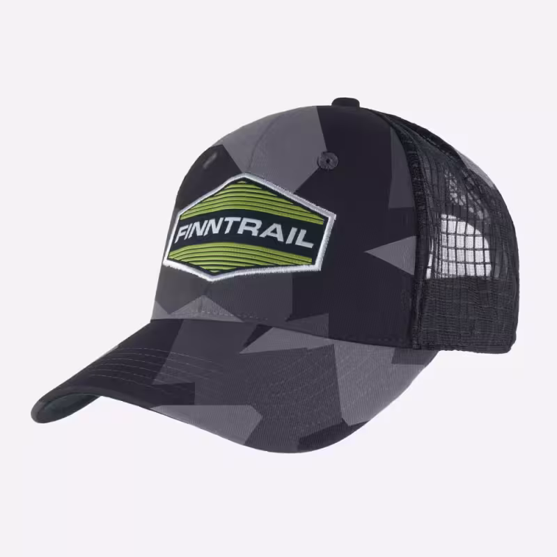 Кепка-бейсболка Finntrail Cap 9611 CamoShadowBlack, хлопок, серый камуфляж, размер универсальный