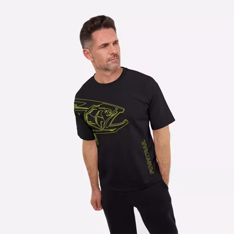 Футболка мужская Finntrail Big Fish 6711 BlackYellow, хлопок, черный, размер 50-52 (L), 175-185 см