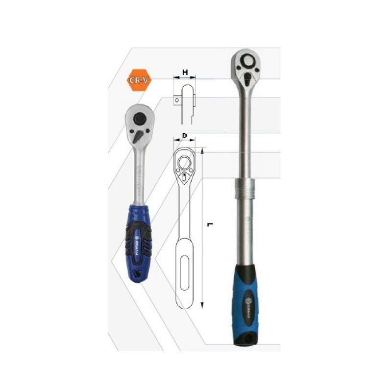 Трещетка Кобальт 244-094, изогнутая рукоятка, 3/8