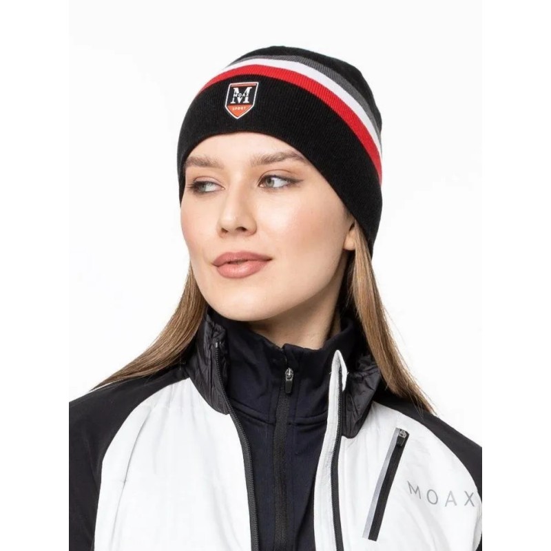 Шапка Moax Tradition Sport Stripe 23575M/10010, акрил, черный/красный, размер 58