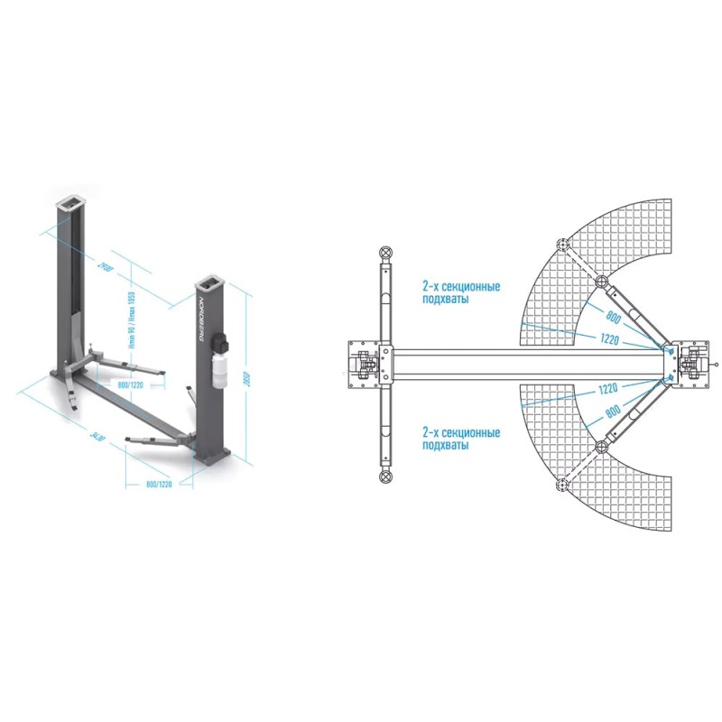 Подъемник электрогидравлический Nordberg N4120B-4B, 2-стоечный, 4 т, 380В