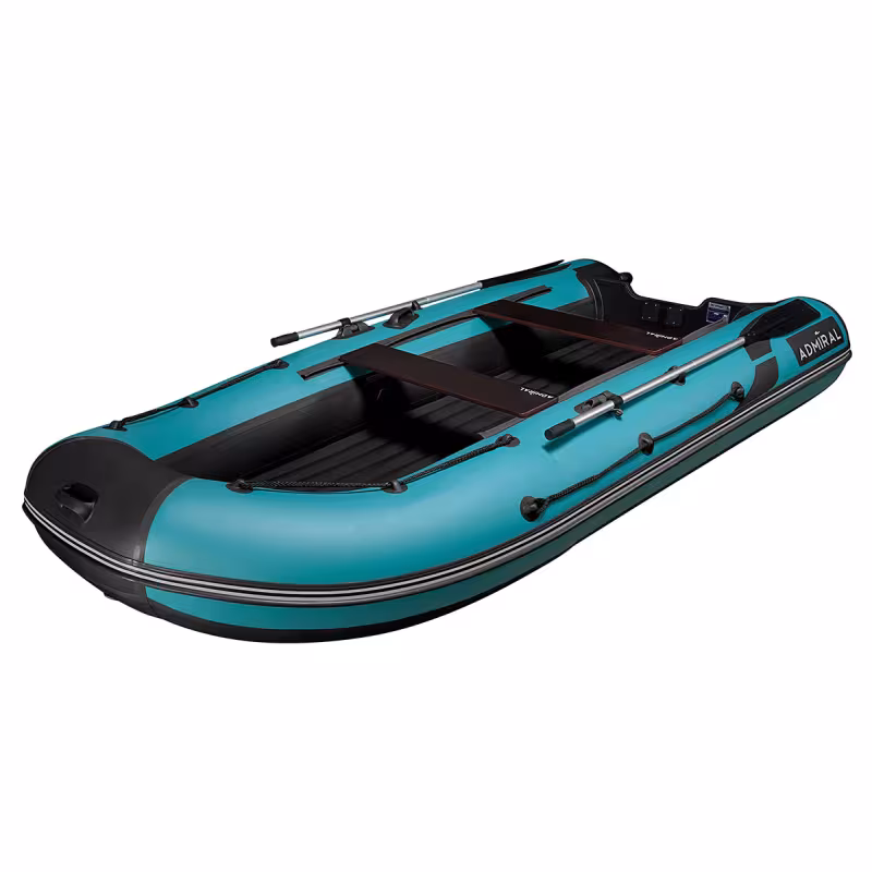Надувная лодка ПВХ Адмирал 360, НДНД, черный/голубой