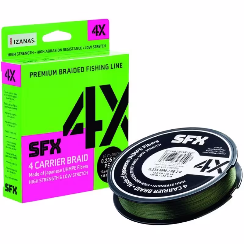 Леска плетеная Sufix SFX 4X зеленая, 135 м, 0.285 мм, 18 кг, PE 3