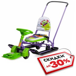 Снегокат Nika Kids Тимка Спорт 6 Монстрики, зеленый/белый
