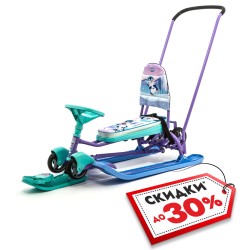 Снегокат Nika Kids Тимка Спорт 6 Пингвинята, голубой/фиолетовый