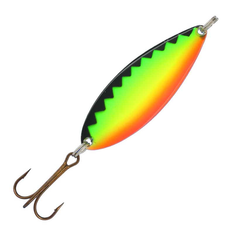 Блесна колеблющаяся Kuusamo Latka, длина 55 мм, вес 10 гр, цвет BL/GR/FYe/FR-S