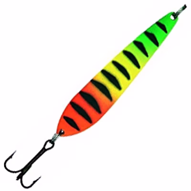 Блесна колеблющаяся Kuusamo Suomi, длина 90 мм, вес 30 гр, цвет GR/Ye/FR/BL