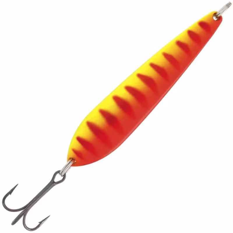 Блесна колеблющаяся Kuusamo Suomi, длина 90 мм, вес 30 гр, цвет R/FR/FYe-B, UV