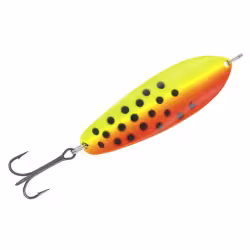 Блесна колеблющаяся Kuusamo Taimen BL/FR/FYe-B, UV, 75 мм, 25 г