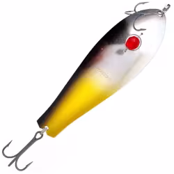 Блесна колеблющаяся (бусинка) Kuusamo Professor 1, 115 мм, 27 гр, цвет Peravalotakuu, BL/S/Ye-S, UV