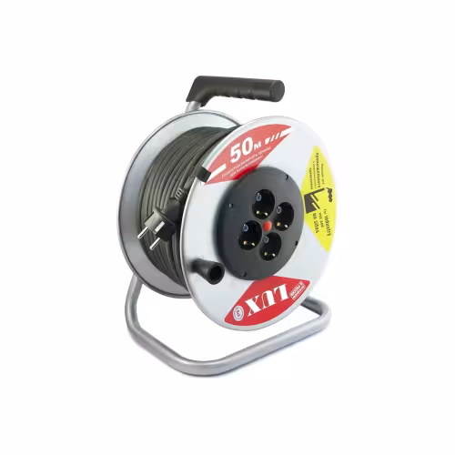 Удлинитель силовой четырехместный на катушке Lux K4-E-50 (16 А, 3.5 кВт, 50 м)