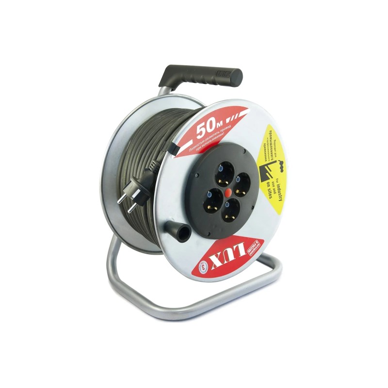 Удлинитель силовой четырехместный на катушке Lux K4-E-50 (16 А, 3.5 кВт, 50 м)