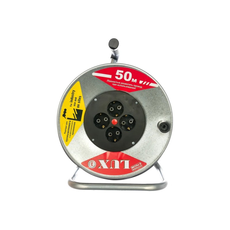 Удлинитель силовой четырехместный на катушке Lux K4-E-50 (16 А, 3.5 кВт, 50 м)