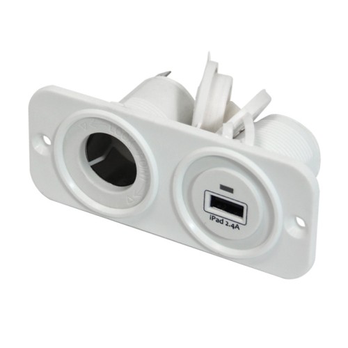 Гнездо зарядное USB с прикуривателем Easterner C30245W 5В, 2.4А